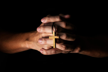 Man Praying to God with a Bible in the Morning Devotion.
