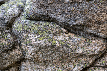 Stone texture with moss on the surface 