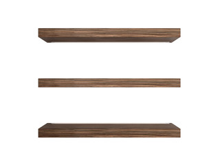 empty wood shelves set 3d render image no shadow