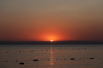 Sunrise on the Mediterranean Sea. Summer, Turkey.