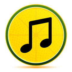 Music note icon lemon lime yellow round button illustration