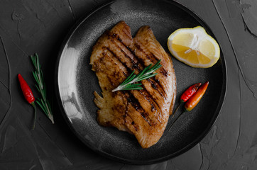 Grilled Fish Fillet with BBQ Vegetables and herbal