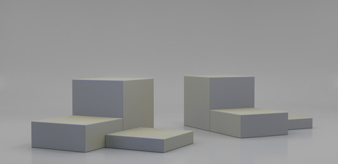 Backdrop Of  POS Promotional Cube Display. 3D render