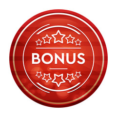 Bonus badge icon realistic diagonal motion red round button illustration