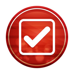 Check box icon realistic diagonal motion red round button illustration