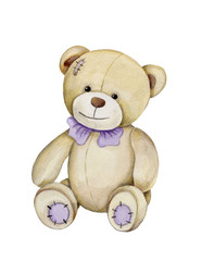 Cute cartoon plush teddy bear sitting