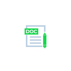 DOC document edit icon, vector