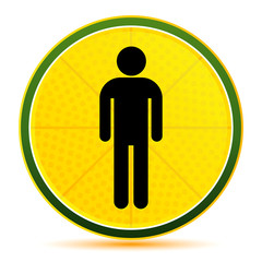 Man icon lemon lime yellow round button illustration
