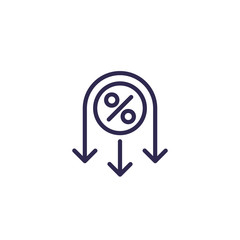 profit reduction icon, line vector