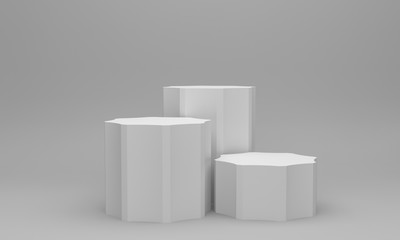 Simple Cylindrical Shape Product Display Isolated On Blank Background. Greece Column Shape POS Stand. 3D rendering