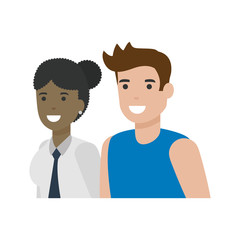 Couple of woman and man cartoon design