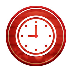 Clock icon realistic diagonal motion red round button illustration