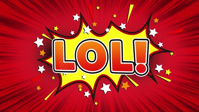 LoL! Text Pop Art Style Expression. Retro Comic Bubble Expression Cartoon illustration, Isolated Flat Cartoon Comic Style on Green Screen