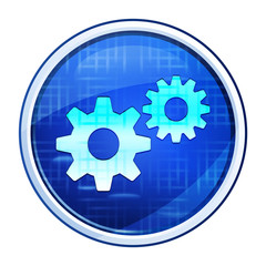 Settings process icon futuristic blue round button vector illustration