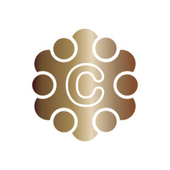 vector illustration metal dots with circle and initial letter c icon logo modern design