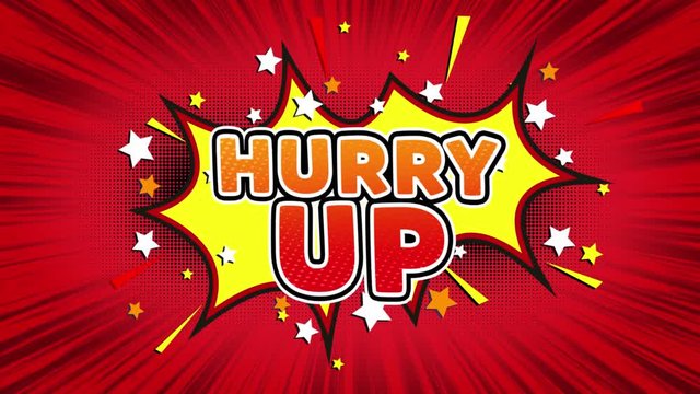 Hurry Up Text Pop Art Style Expression. Retro Comic Bubble Expression Cartoon illustration, Sale, Discounts, Percentages, Deal, Offer on Green Screen