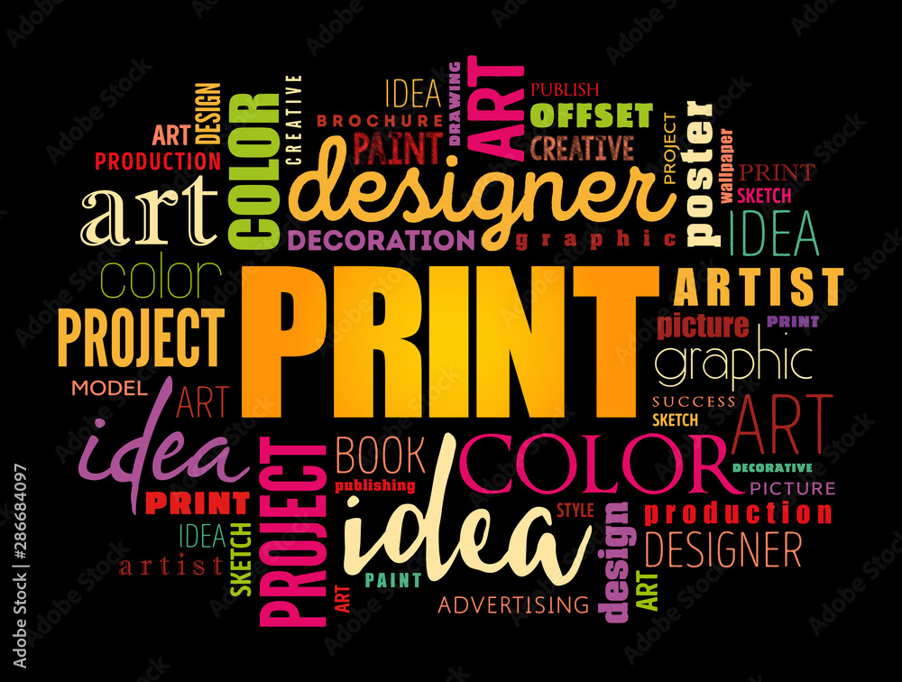 Wall mural print word cloud, creative business concept background