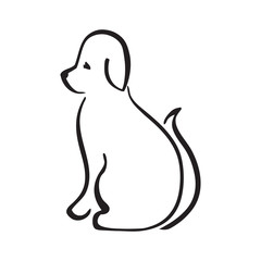 Black and white vector of sitting dog