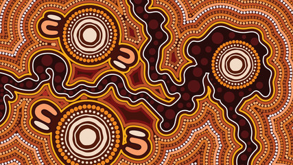 Aboriginal dot art vector background.