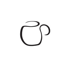 Empty white mug with handle on white background