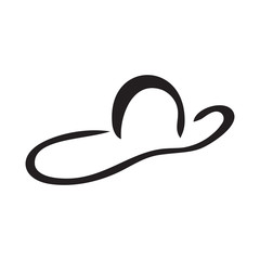 Cowboy hat line art vector icon in black and white