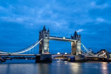 tower bridge in London at blue hour