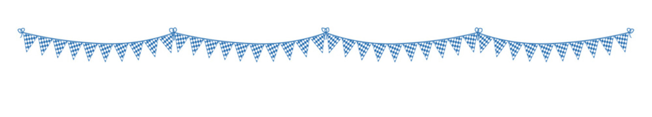 Wimpelkette mit diagonale Rautenmuster in Blau Wei&szlig; extra lang