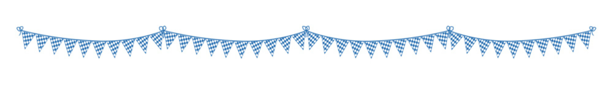 Wimpelkette mit diagonale Rautenmuster in Blau Wei&szlig; extra lang