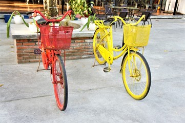Fototapeta na wymiar bicycles in a cafe