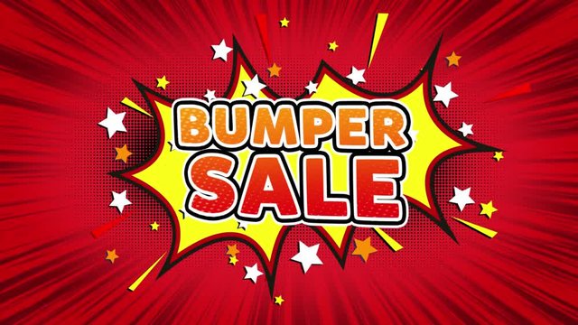 Bumper Sale Text Pop Art Style Expression. Retro Comic Bubble Expression Cartoon illustration, Sale, Discounts, Percentages, Deal, Offer on Green Screen
