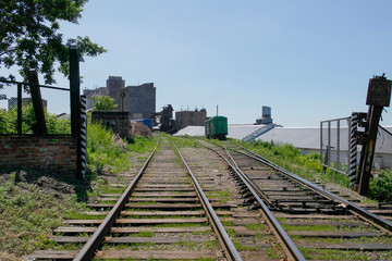 Obraz premium Grain store and railway in Ust-Kamenogorsk, Kazakhstan. June 2019.