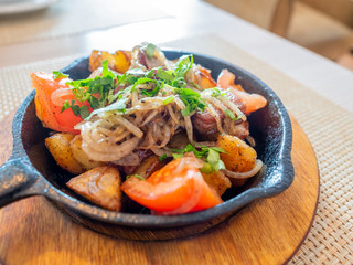 Beef stroganoff in Russian restaurant