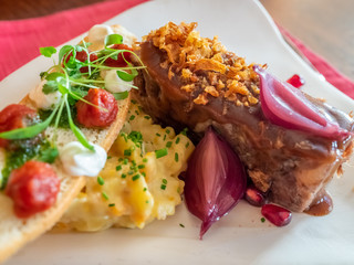 Russian cuisine in restaurant