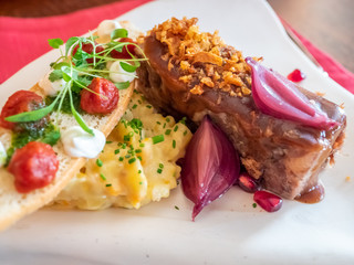 Russian cuisine in restaurant