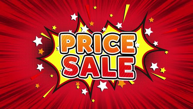 Price Sale Text Pop Art Style Expression. Retro Comic Bubble Expression Cartoon illustration, Sale, Discounts, Percentages, Deal, Offer on Green Screen