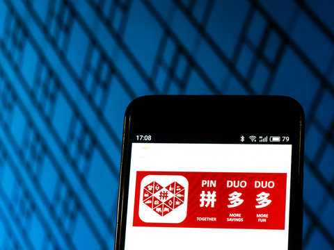 Kiev, Ukraine, November 1, 2018, illustrative editorial. Pinduoduo company logo  logo seen displayed on smart phone