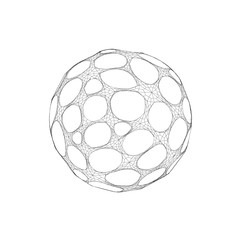 Wireframe mesh objects. Network line, HUD design sphere. Abstract 3d object. Isolated on white background