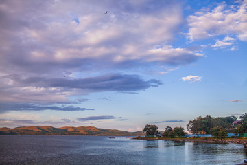 sunset over the river