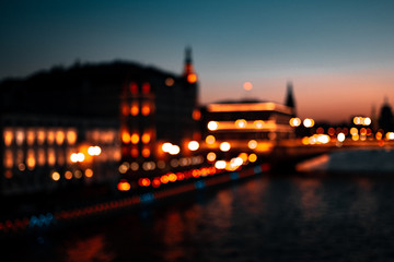 Obraz premium Bokeh of night view of Moscow