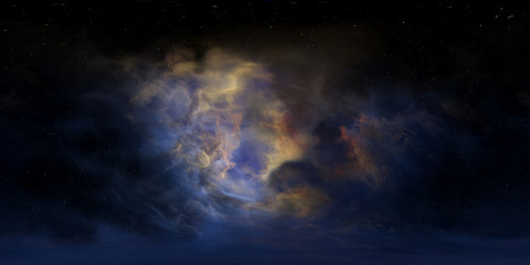 Obraz na płótnie Canvas Space nebula, 3D rendering, spherical panorama