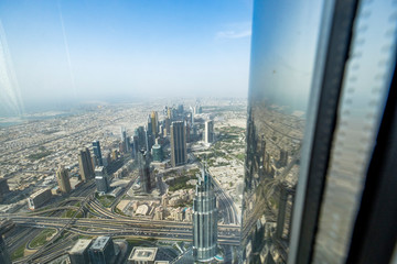 View of Dubai Cityscape highest observation deck in the world