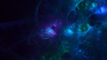 3D rendering multicolored abstract fractal on black background