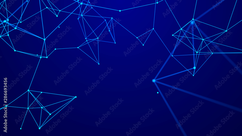 Aufkleber Abstract communication background with connecting dots and lines. Plexus effect. 3d