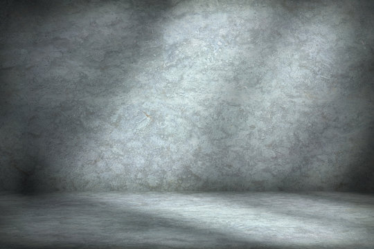 Abstract Concrete Room Background with Light Leak Using for Product Presentation Backdrop.