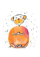 Dog illustration, yoga posture, meditation