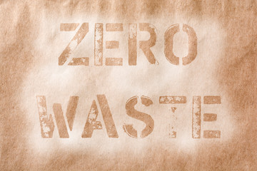 Zero waste. Text from old letters on old paper background photo.