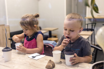 Kids having fun at the city cafeteria.