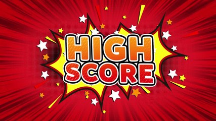 High Score Text Pop Art Style Expression. Retro Comic Bubble Expression Cartoon illustration, Isolated Flat Cartoon Comic Style on Green Screen - Powered by Adobe