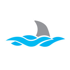 shar fin and sea waves icon- vector illustration