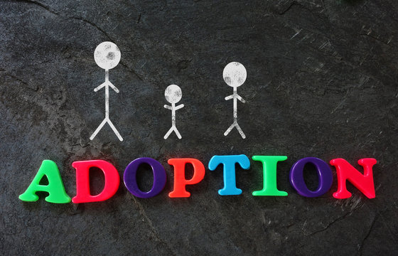 Family of three adoption concept